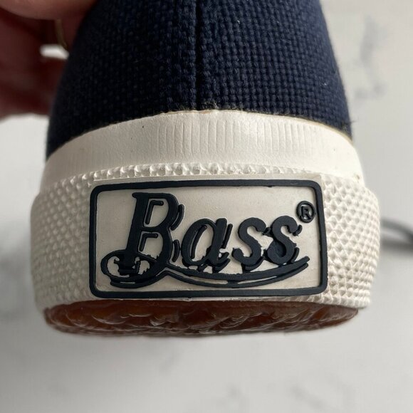 Bass Lo Cut Lace Up Textile Upper & Rubber Outersole Sneakers Navy Wht Sz 6.5M - Picture 10 of 11